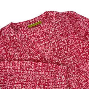 Rockflowerpaper Red White Geometric Print Cotton Pintuck Tunic Top Womens 2X
